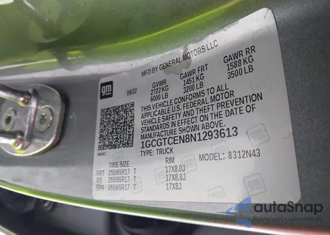 2022 Chevrolet Colorado 4Wd Short Box Lt from USA, damaged, VIN 1GCGTCEN8N1293613